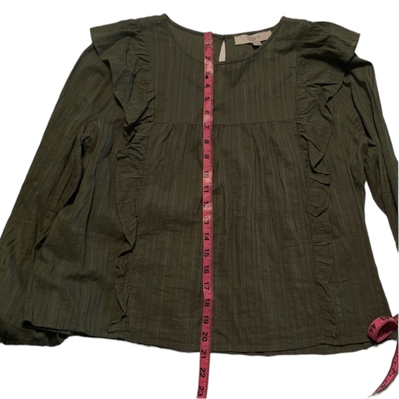 LOFT Women’s Long Sleeve Embroidered Blouse with Ruffles Size Medium - Picture 6 of 7